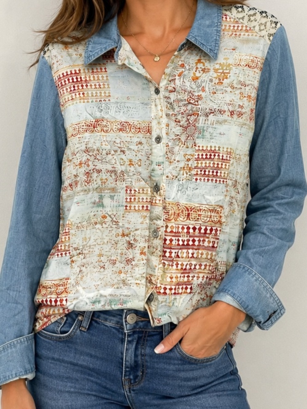 Chicos Full Button Down Top size 0x